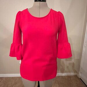 GREEN ENVELOPE Boho Hot Pink Shirt with Bell Sleeves